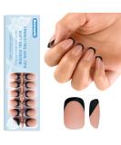 French Tip Press on Nails | Brown Black Short Square Soft Gel Nail Tips | 150pcs 3-in-1 Pre-lasting Acrylic Fake Nails for Women - Buy Online on GoSupps.com