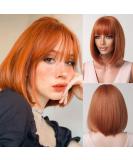 Testar 14 inch Orange Bob Wig for Women | Synthetic Heat-Resistant Ginger Wig for Cosplay & Daily Use - Buy Online on GoSupps.com
