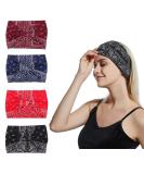 Sethexy Boho Hair Straps - Stretchy Cotton Bandeau Fashionable Knotted Accessories for Sports & Travel - 4 Pack in Black - Buy Online on GoSupps.com