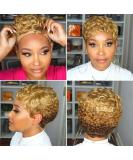 QITAQOTA Short Pixie Cut Wave Wig for Black Women - Glueless Blond Machine Made Wig 150% Density - Buy Online on GoSupps.com