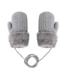 Toddler Kids Winter Warm Thick Plush Short Knitted Gloves With String for 1-3Yrs Grey - Buy Online on GoSupps.com