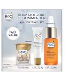 RoC AM + PM Travel Gift Set: Retinol Eye Cream, Capsules, Vitamin C Serum - 10ct - Buy Online on GoSupps.com