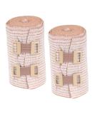 2 Rolls Striped Bandaging Supplies | Compression Gauze Leg Wraps - Breathable Cotton Fabric 7.5x4cm for Flexible Support - Buy Online on GoSupps.com