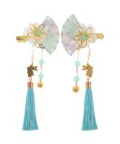 LALAFINA 2pcs Flower Barrettes Hair Clips Japanese Kimono Pearl Floral Hair Accessories Chinese Duckbill Hair Clips Intage Tassel Hairpins Ornament for Women Girls Blue - Buy Online on GoSupps.com