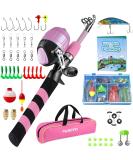 PLUSINNO Kids Fishing Pole Set - Portable Telescopic Rod and Reel Combo Kit with Tackle Box for Boys and Girls - Pink 1.5M - Buy Online on GoSupps.com