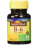 Nature Made Vitamin B-6 100mg Tablets - 200 Count (2 Pack) | Essential B Vitamin Supplement - Buy Online on GoSupps.com