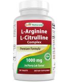 Best Naturals L-Arginine L-Citrulline Complex Tablets - 250 Count Pack - Premium Nitric Oxide Booster Supplement - Buy Online on GoSupps.com