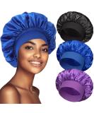 3 Pack Satin Bonnet Silk Bonnet for Sleeping Bonnets for Black Women Hair Bonnet for Sleeping Large Sleep Cap Wide Soft Band Bonnet for Curly Hair Set C - Buy Online on GoSupps.com