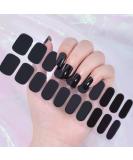 DMQ Semi Cured Gel Nail Strips 20 Stickers Gel Nail Strips Full Wraps Adhesive Gel Nail Stickers Set with Nail File & Wooden Cuticle Stick (UV/LED Lamp Required) - Black - Buy Online on GoSupps.com