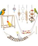Seahelms 8Pcs Parrot Chewing Toys with Hammock & Bells for Cockatiels, Budgies, & Macaws - Buy Online on GoSupps.com