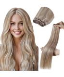 LAAVOO Real Hair Extensions | Ash Blond Highlights Tressen for Sewing | 50cm 100g #P18/613 - Premium Quality Real Hair - Buy Online on GoSupps.com