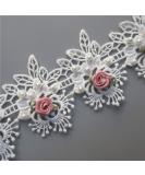 1 Yard Vintage Cotton Eyelash Pearl Flowers Leaf Embroidered Lace Trim Fabric Floral Appliques Lace Ribbon Bridal Ornaments Handmade DIY Sewing Supplies Craft For Costume Hat Decoration 2.75" Wide - Buy Online on GoSupps.com
