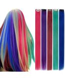 Runature Colorful Clip-In Hair Extensions - 40cm Real Hair - Blue Pink Teal - 5PCS 25g Party Hair - Buy Online on GoSupps.com