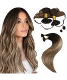 Moresoo U Tip Bonding Extensions - Real Remy Hair Dark Brown to Blonde (40cm 50g) - Keratin Bond Extensions #4/10/16 - Buy Online on GoSupps.com