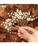 Gorais Pearl Bride Wedding Hair Pins - Leaf Bridal Hair Pieces Rhinestone Hair Clips (Pack of 3) - Gold Accessories for Women and Girls - Buy Online on GoSupps.com