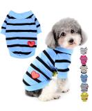 Zweitea Dog Shirts for Small Dogs - Summer Striped T-Shirt Soft Cotton Puppy Clothes with Love Heart Design Blue L - Ideal Chihuahua Pullover - Buy Online on GoSupps.com