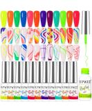 12 Colors Neon Nail Art Gel Liner Set - Fluorescent Gel Polish for Manicure & Nail Art - Buy Online on GoSupps.com