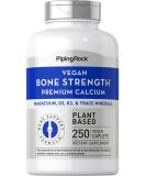 Piping Rock Bone Strength Algae Supplement | 250 Caplets | Plant-Based Calcium with Vitamin K2 D3 Magnesium | Vegan, Non-GMO, Gluten-Free - Buy Online on GoSupps.com