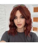 WOKESTAR Bob Curly Wig with Fringe Short Synthetic 12 Wavy Wig for Women in Copper Color - Buy Online on GoSupps.com
