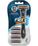 BIC Flex 3 Hybrid Razor Set for Men - 3 Blades 1 Razor Handle & 4 Replacement Blades - International Shipping Available - Buy Online on GoSupps.com