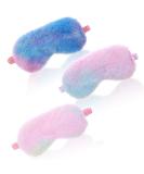 3 Pcs Plush Sleeping Eye Mask Set - Soft Faux Fur Blindfolds for Travel & Naps | Tie-Dye Colors (Pink Purple Blue) | Comfortable Eye Shade for Adults & Kids - Buy Online on GoSupps.com