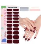 EBANKU Semi Cured Gel Nail Strips 20 Stickers Dark Red Gel Nail Polish Stickers Wraps Adhesive Gel Nail Stickers with Nail File Stick and Sealing Strip (UV/LED Lamp Required) - Buy Online on GoSupps.com