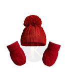 Royal Icon Baby Knitted Pom Pom Hat & Mittens Set | Cable Knit Bubble Hat | Red | NB-12 Months | RI6512 - Buy Online on GoSupps.com