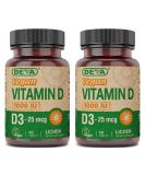 Deva Vegan Vitamin D3 Supplement - 1000 IU - Lichen Plant Derived - 90 Tablets - 2 Pack - Buy Online on GoSupps.com