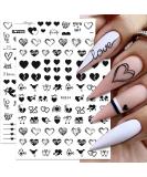 Valentine's Day Nail Art Stickers - Self-Adhesive Black Heart Lover Design - 8 Sheets - Buy Online on GoSupps.com