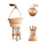 3-in-1 Silicone Makeup Brush Cleaning Mat | Drying Holder & Scrubber Tool | Cosmetic Brush Cleaner & Storage Stand - Orange - Buy Online on GoSupps.com