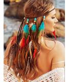 Boho Feather Headband - Turquoise Bohemian Hair Accessories for Women & Girls - Buy Online on GoSupps.com