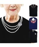 Classy Pal Women's Adult Bib - Washable Clothing Protector for Eating - Embroidered Design - Waterproof & Reusable - Pearl Necklace - Buy Online on GoSupps.com