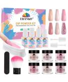 EBANKU 15PCS Dip Powder Nail Starter Kit - 6 Colors Nude Pink Glitter - DIY French Manicure Essential Set - Buy Online on GoSupps.com