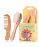 Baby Goat Hair Brush and Comb Set for Newborns & Toddlers - Eco-Friendly Safe Brush for Cradle Cap - Natural Wooden Comb - Perfect Baby Shower Gift - Buy Online on GoSupps.com