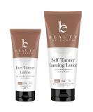 Self Tanner Face & Body Set - Organic Aloe Vera & Shea Butter | Buildable Bronzer for Fair to Medium Tan | Best Selling Sunless Tanning Lotion (7.5oz & 3oz - Buy Online on GoSupps.com