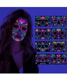 Beisto 8 Set Fluorescent Face Tattoo Stickers - Glow UV Neon Temporary Tattoos for Women - Halloween Christmas Festival Party Props - Buy Online on GoSupps.com