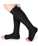 Ailaka Zipper Compression Socks 15-20mmHg Open Toe Knee High Support for Varicose Veins & Swelling - 2X-Large, Black - Buy Online on GoSupps.com