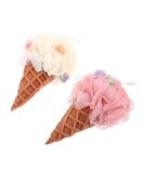 EXCEART Shower Wash Sponge 2Pcs | Ice Cream Bath Loofah Sponge Mesh Pouf | Exfoliating Shower Sponge for Men Women | Light Yellow Pink - Buy Online on GoSupps.com