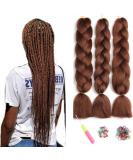Buy Showjarlly Kanecalon Hair Extensions - Dark Chestnut Brown Ombre Jumbo Braids 24 Inch | Premium Kankalon Box Braid Kunsthaar - Buy Online on GoSupps.com