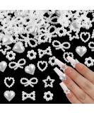 600 Pcs White Pearls 3D Nail Charms - Multi Shapes Heart Bowknot Star - Acrylic Beads for DIY Manicure & Jewelry - Buy Online on GoSupps.com
