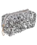 Lurrose Portable Cosmetic Bag | Silver 19x10CM Square Travel Toiletry Bag for Women - International Shipping Available - Buy Online on GoSupps.com