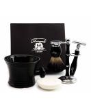 Premium Black Badger Hair Shaving Set | Brush Razors & Holder for Men | Perfect Gift for Him - Buy Online on GoSupps.com