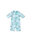 BONVERANO Baby Boys Sunsuit UPF 50+ with Zipper Swimwear & Sun Hat - 9 Months, Light Blue - Buy Online on GoSupps.com