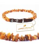 Amber necklace for dogs and cats with leather clasp against ticks and fleas 30-35cm - Buy Online on GoSupps.com