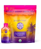 Purple Tree Organic Energy Stick Packets - Zero Sugar B12 Vitamins Lemon Ice Tea Flavor 80mg Caffeine from Yerba Mate & Guarana | 12 To-Go Packs - International Shipping Available - Buy Online on GoSupps.com