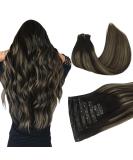 Doores Clip-In Extensions | Real Balayage Human Hair - Natural Black to Chestnut Brown 14 Inch 35cm 7 Pieces 110g Remy Seamless Hair Extensions - Buy Online on GoSupps.com