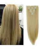 Clip-In Hair Extensions - Ash Blonde & Bleach Blonde Mix 8 Wefts 66cm Length 140g - Realistic Hairpieces for Volume & Length - Buy Online on GoSupps.com