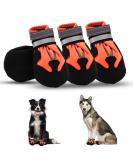 Waterproof Dog Shoes for Small & Medium Dogs - 4 Piece Anti-Slip Paw Protection with Reflective Straps | Winter Outdoor Use (Orange Large) - Buy Online on GoSupps.com