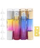 Rowiz 10PCS 10ml Gradient Color Glass Bottle Leakproof Glass Bottle Essential Oil Roller Bottles Set With Stainless Steel Balls And Gold or Silver Screwcap For Perfume & Aromatherapy Oils Blue-purple and Yellow-rose Red Gradient - Buy Online on GoSupps.com