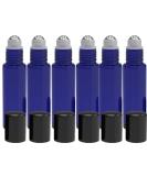 6 Pack Roll-On Glass Bottles 10ml | Cobalt Essential Oil Aromatherapy Perfume Bottles - Refillable & Slim Design - Buy Online on GoSupps.com